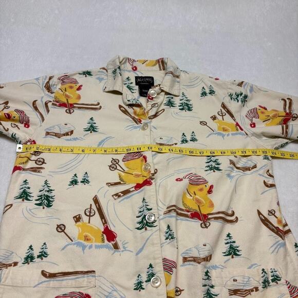 Nick & Nora Vintage Christmas Skiing Rubber Duckie Flannel Pajama Set Size XL - Picture 6 of 15